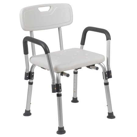 Flash Furniture 14-1/2" L, Rubber, Aluminum, White Adjustable Bath Chair DC-HY3520L-WH-GG